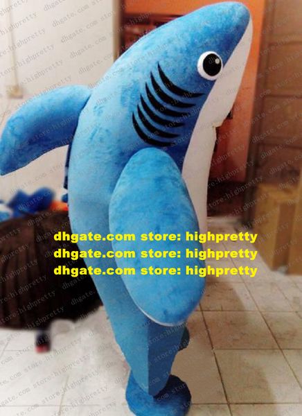 Costume della mascotte timoroso blu killer Whale Grampus Shark cetaceo personaggio dei cartoni animati mascotte adulto bianco grande bocca ZZ276