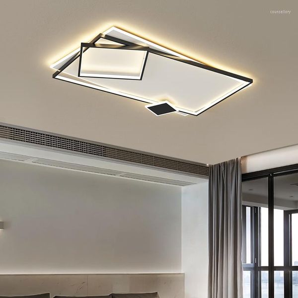 Kronleuchter Moderne LED-Decken-Kronleuchter-Lampe, minimalistisches Eisen, Schwarz für Wohnzimmer, Schlafzimmer, Arbeitszimmer, Büro, Acryl, Innendekoration, Beleuchtung