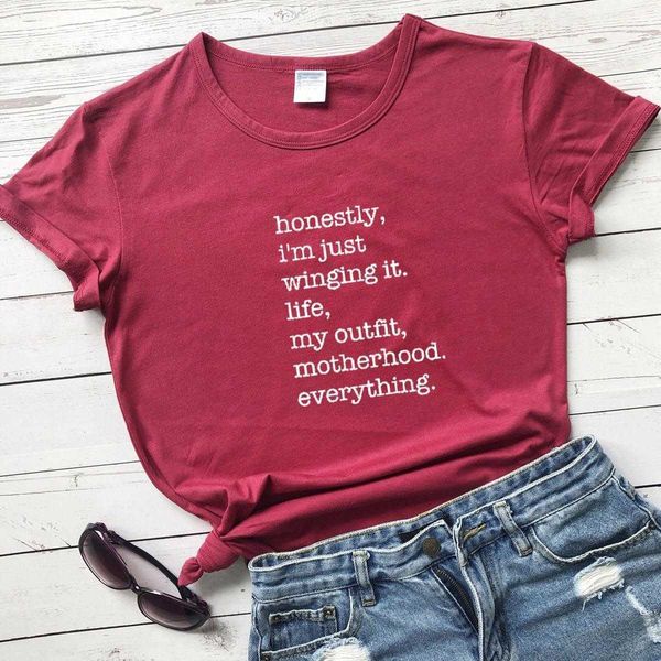 Im Just Winging It Tops Zitate Mutter T-Shirt Mom Life T-Shirt Muttertagsgeschenke
