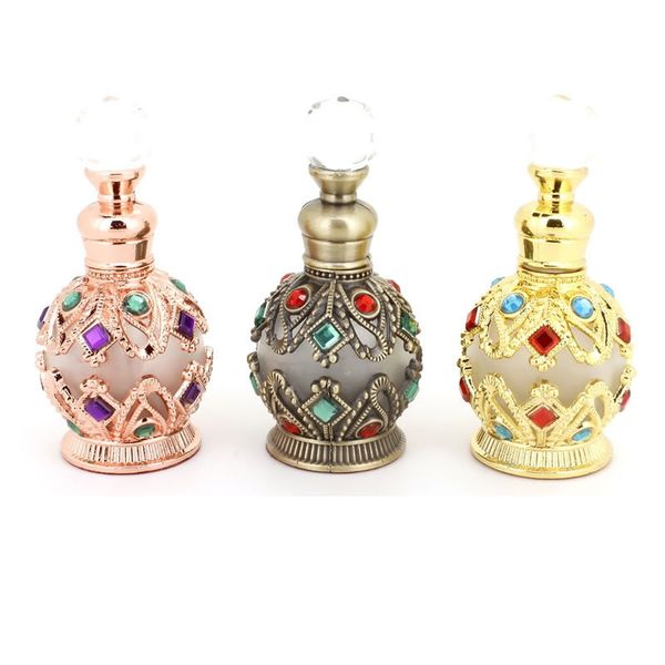 Bottiglie di profumo in vetro da 15 ml Bottiglia di olio essenziale di diamanti Cosmetici portatili Bottiglia vuota Ornamenti per la decorazione della casa