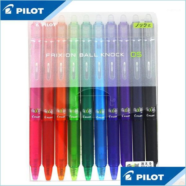 Stylos gel Stylos gel Pilot Frixion Series 10Color Suit Lfbk23Ef Stylo effaçable Couleur Presse Contrôle de la température Encre Étudiant Papeterie1 Dr Dhiuh