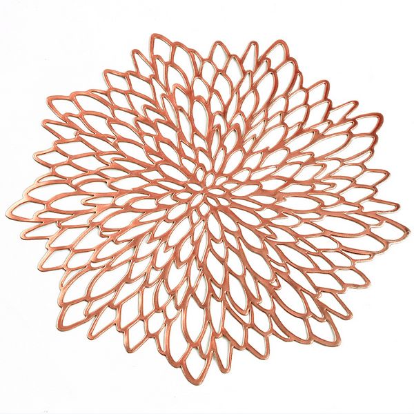 Rose Gold Round redonda de mesa oca tapetes não deslizam Placemats de mesa de PVC não deslizáveis ​​para a festa de férias de férias de casamento