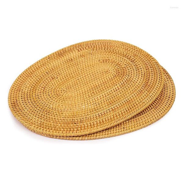 Tovagliette 2 pezzi tovaglietta ovale in rattan accessori per cerimonia del tè intrecciati a mano naturali adatti per sala da pranzo cucina