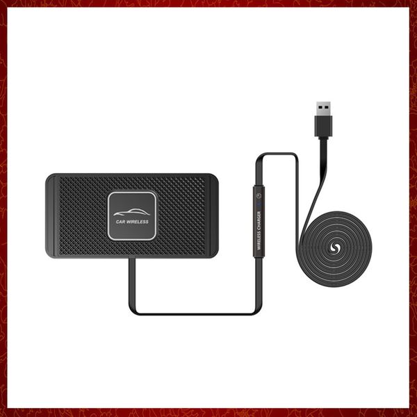 CC268 2 in 1 Caricabatterie wireless per auto Qi Pad Supporto per cruscotto Tappetino antiscivolo Caricabatterie per telefono Dock Station di ricarica rapida per iPhone Samsung