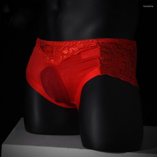 Unterhosen Schwarz Rot Grau Weiß Nude Schmetterling Stil Herren Baumwolle Boxer Silica Gel Massage Tasche Homosexuell Sexy Erotische Unterwäsche