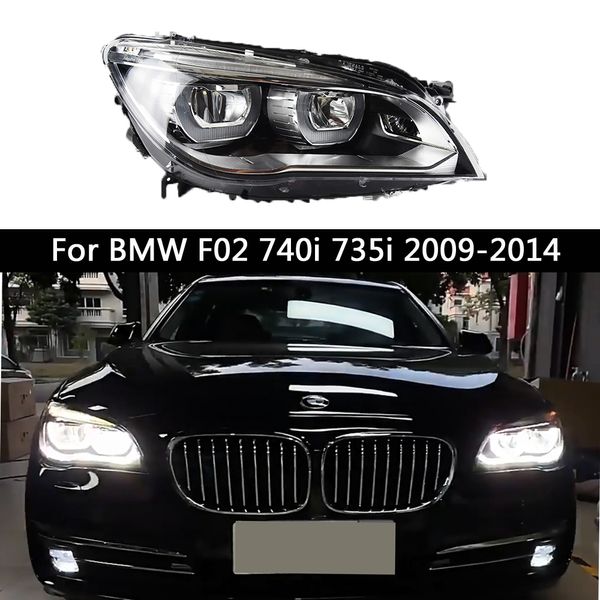 BMW F02 LED Araç Far Ön Lambası 740i 730I 735i Kafa Işığı Gündüz Koşu Işıkları Dinamik Salel Sinyal Göstergesi Angel Göz Projektör Lens
