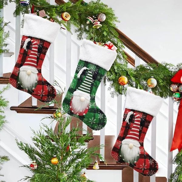 Decorações de Natal Saco de presente de boneca sem rosto Socks Merry Tree for Home natal ornamentos pendurados no atacado EE