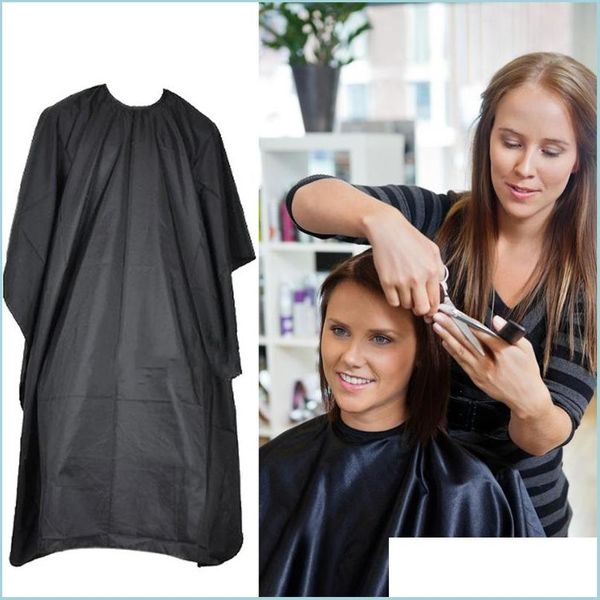 Haarschneideumhang Haarschneideumhang Pro Salon Friseur Friseur Stoffkleid Friseur Schwarz Wasserdichte Schürze Haarschnittumhänge Drop Delive Dhqbs