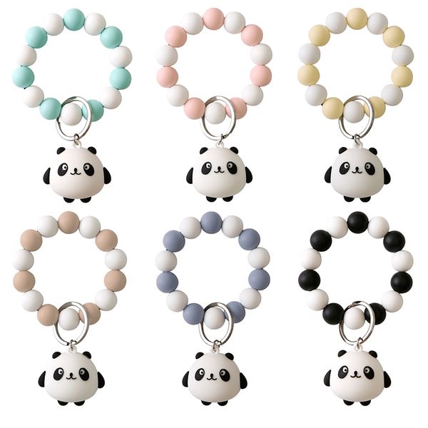 Braccialetti con perline in silicone Cartoon Panda Ciondolo Bracciale Portachiavi Giocattolo Portachiavi Decorativo Oranment