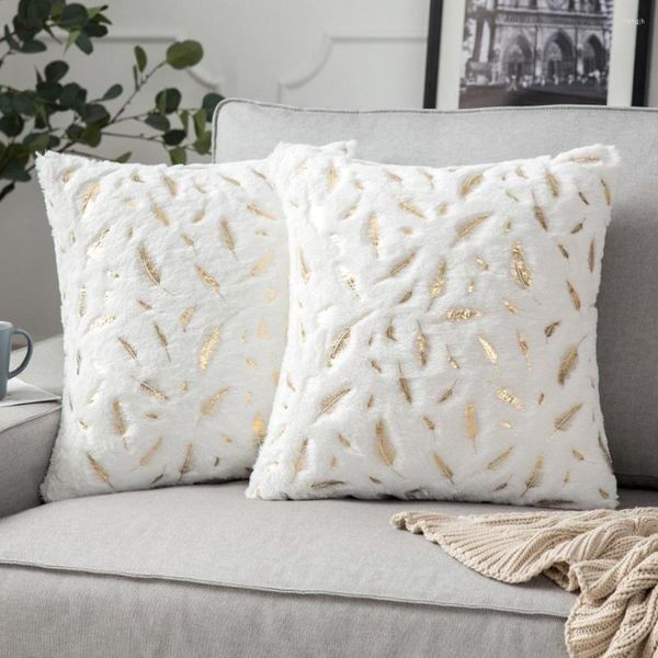 Cuscino Piuma Abbronzante Federe Peluche Argento Oro Paillettes Custodie Natalizie 45x45 cm Copridivano Bianco Decorativo per la casa