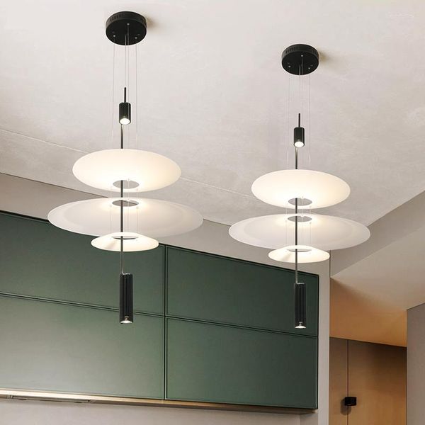 Lâmpadas pendentes de acrílico moderno LED Shadow Sala de jantar Designer de cozinha pendurado iluminação interna 90-265V