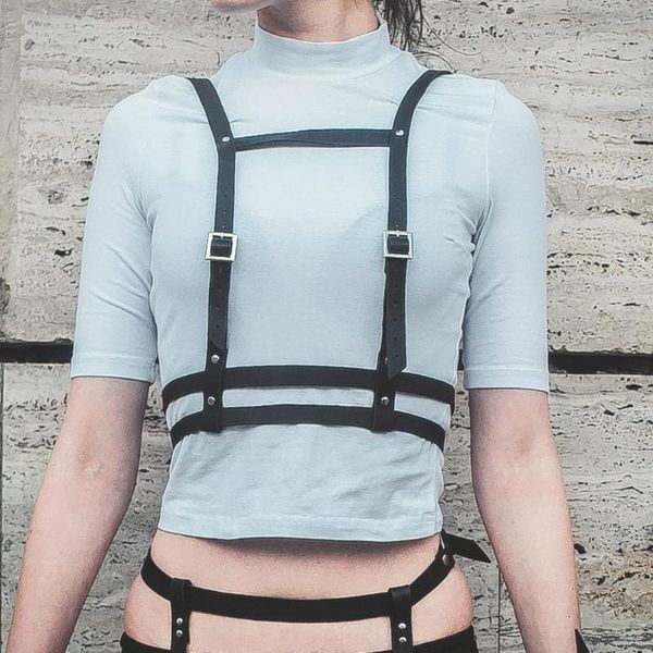 Gürtel Männer Frauen Unisex GOTHIC Leder Harness Körper Bondage Käfig Gürtel Taille Riemen Verstellbare Schnalle Strumpfband