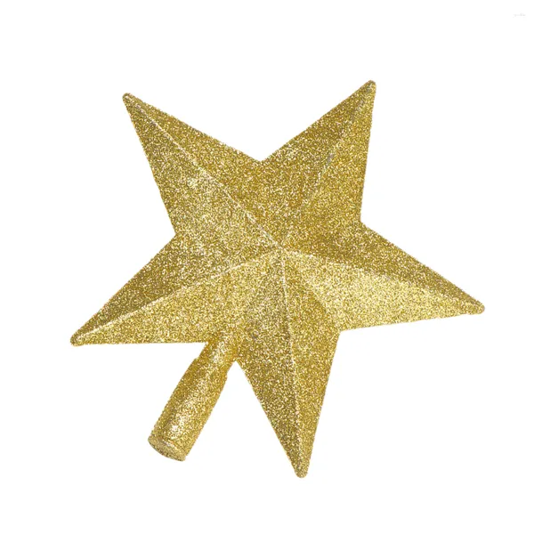 Weihnachtsdekorationen, Baumspitze, Stern-Ornament, Weihnachtsdekoration, goldene Spitzen, spitzer Baumtopf, fünf kleine glitzernde Anhänger, Ornamente, Party-Sterne