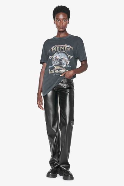 Designer AB Los Angeles Motorrad T-Shirt Buchstabendruck Schwarz Grau Baumwolle BINGs Damen Kurzarm Tee3386