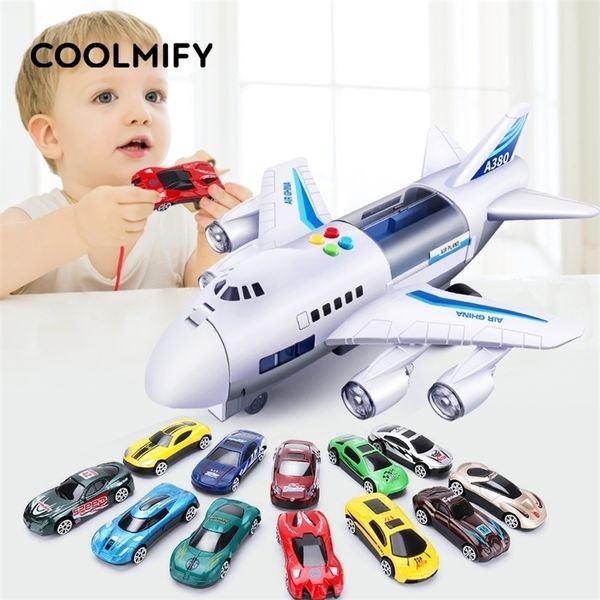 Modelo Diecast Car Size grande tamanho meninos Toy Airplane Music Story Simulation Track Inertia Aircraft Passageiro Avião Crianças Carros do carro 221103