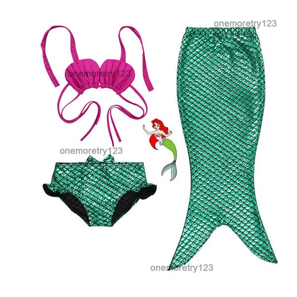 Costume da bagno a sirena in due pezzi per bambina che splende al sole Set bikini con reggicalze 2-10T Costume da bagno principessa per bambini 5 colori