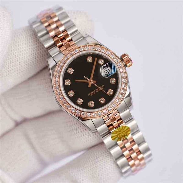 Armbanduhren Damenuhr für Datejust-Uhren 28 mm wasserdichtes Automatikwerk Damenuhr aus Roségold mit Diamanten