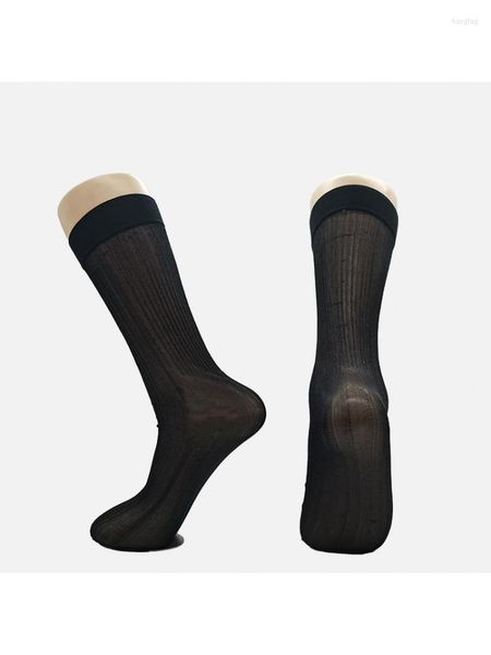 Herrensocken, 12 Paar, Großhandel, Sommer, Herren, Business, Freizeit, Größe, reine Farbe, Polyester, dünne Seide, alte mittlere Röhre, lange, leichte Strümpfe