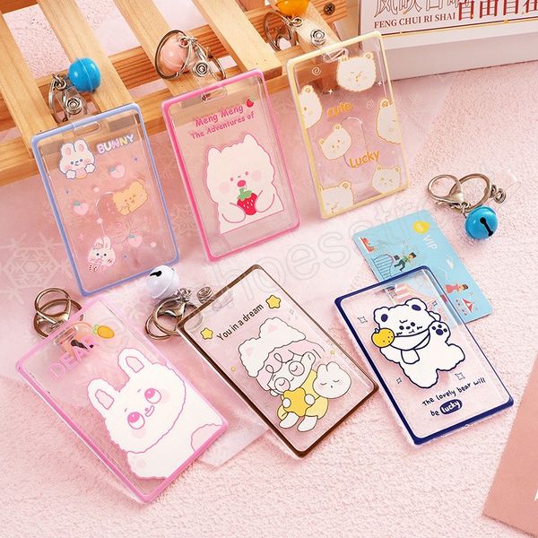 Cute Women Student Bus Card Cover Protector Ragazza Cartoon ID Porta biglietti da visita di credito Custodia Portachiavi Acrilico trasparente