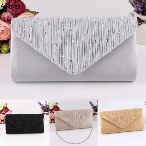 Кристаллы Женские вечерние сумочки элегантные атласные свадебные Diamante Ladies Day Clutch Clutch Sag Свадебная вечеринка леди кроссбоди мини -сумки для женщин Cl1351