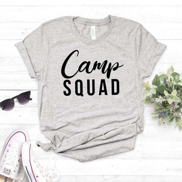 T-shirt divertente casual da donna con stampa Camp Squad per Lady Girl Top Tee Hipster Drop Ship