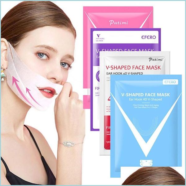 Altri strumenti per la cura della pelle Efero Double V Shaped 4D Face Mask Idratante Lifting Chin Neck Shape To Slim Firm Skin Care 10Pcs Drop Deli Dhpdq