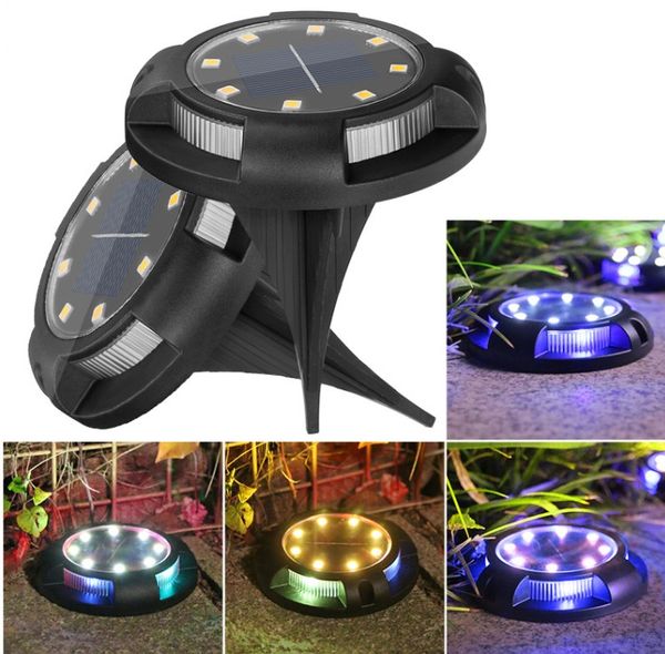 Lampade solari da giardino Luci da terra Impermeabili 12 LED Sepolto Passerella da giardino Luce Cortile Pathway Deck Patio Villa Lampada da pavimento Spot Decorazione