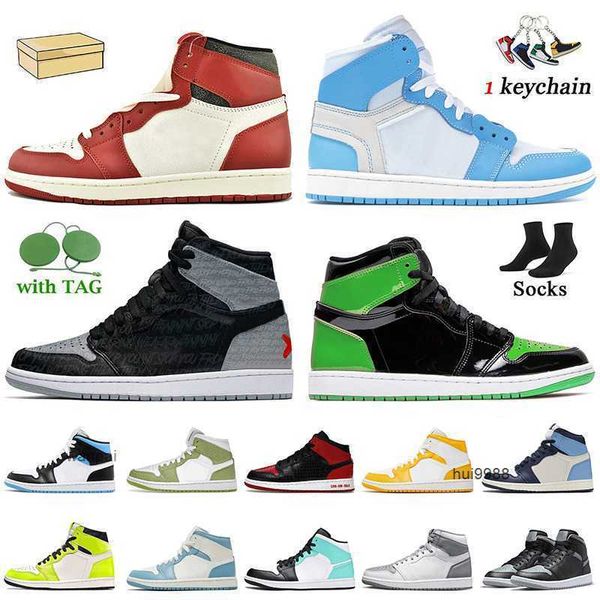 2023 Jumpman 1s Chicago Reimagined Jorda 1 Donna Uomo Scarpe da pallacanestro Taglia 13 Jorden1s Sneakers Rebellionaire Bred Text Green Python UniversityJORDON JORDAB