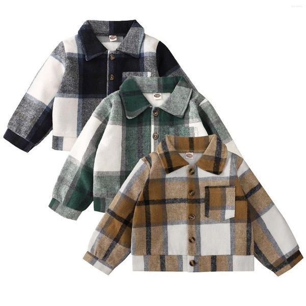 Tench Coats Toddler Boy Coat Boys Garotas camisa de camisa xadre