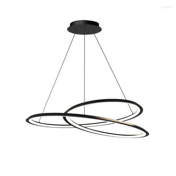 Kronleuchter Moderner minimalistischer schwarzer Kronleuchter, kreativer Aluminium-Lampenschirm, Esszimmer-Hängelampe, Silikagel-Pendelleuchten für Heimdekoration