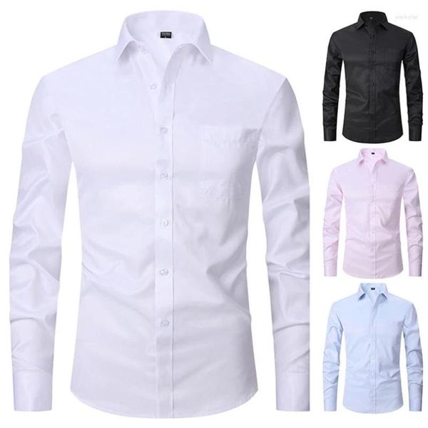 Camisas casuais masculinas vestem homens homens pretos brancos de manga comprida