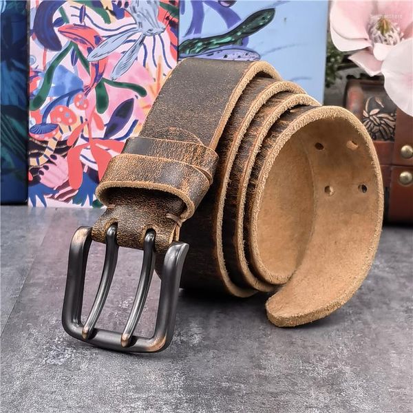 Gürtel 38mm Doppel Pin Metall Gürtel Schnalle Echtes Leder Männer Jeans Für Ceinture Western Cowboy Männlich MBT0038