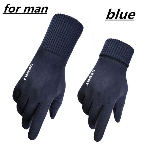Зимние теплые ветрозащитные спортивные перчатки перчатки на открытом воздухе езда на велосипеде загустите, поднимая мужчину, женская сенсорный экран, замшевые перчатки