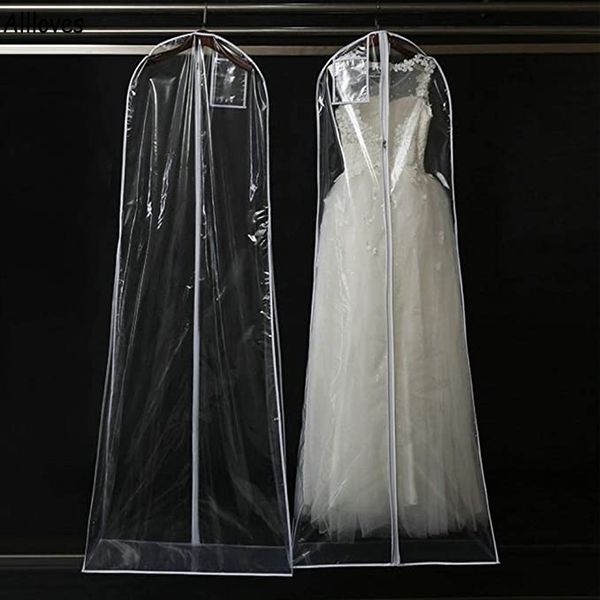 Capa de pó de vestido de noiva sólido transparente de casamento