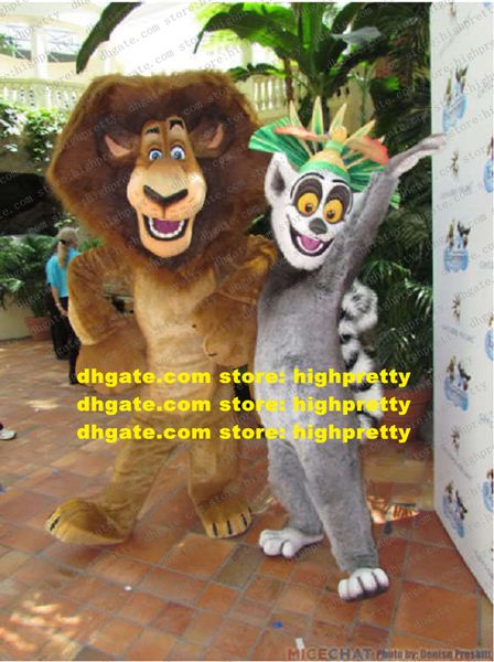 Lemur ve Leo Maskot Kostümü Yetişkin Karikatür Karakter Kıyafet Takım Törenle Oyun Ground Schoolyard ZZ7683