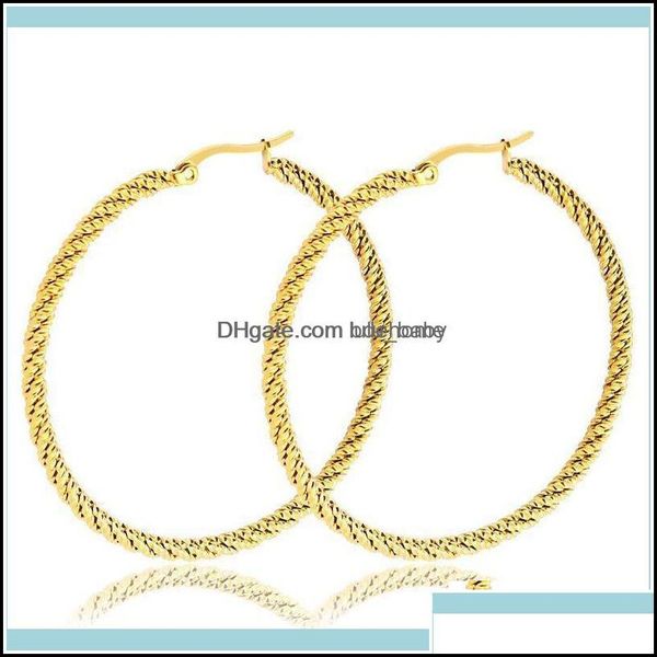 Hoop Huggie Jewelrymxgxfam Orecchini a cerchio in acciaio al titanio con corda a cerchio Gioielli per le donne Moda 3 Scelte di dimensioni 4 Colore oro Hie Drop Otyec