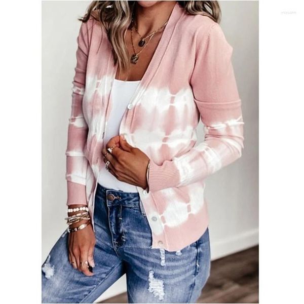 Malhas femininas Homshiny Managem longa Cardigan Mulheres mais tamanho listrado Multi-Color Opcional Elegant Basic Style Spring Versátil Spring