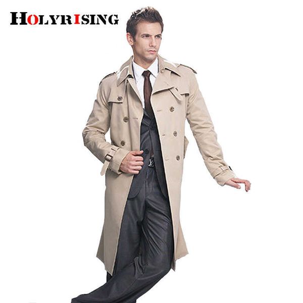 Мужские плащи Тренч Мужские классические двубортные мужские длинные пальто Мужская одежда Длинные куртки Пальто в британском стиле Пальто S-6XL размер T221102