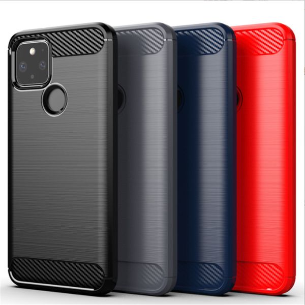 Capas de telefone com textura escovada para Google Pixel 7 3 6 Pro 6A 5 2 XL 4 4A 5G Pixel6 5A 3A 3XL 6Pro Capa de luxo em fibra de carbono