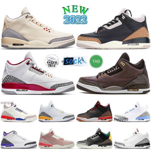 2023 Hot Jumpman 3 3S Muslin Sail Basketball Shoes Top Quality 4 4S Женщины Огненные Красный Серый военные черные кроссовки Jumpman3s Darkjordon Jordab