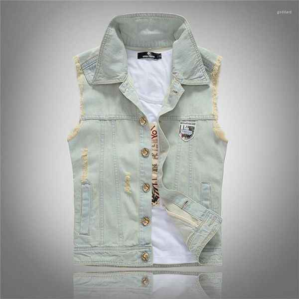 Coletes masculinos Jean Jean Denim Vest Cowboy Mankes Jacket Mankets Jeckets Hip Hop Causal Casacos