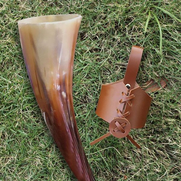 Кружки Natural Viking Питьевая роговая кружка Пивная чашка с кожаным футляром