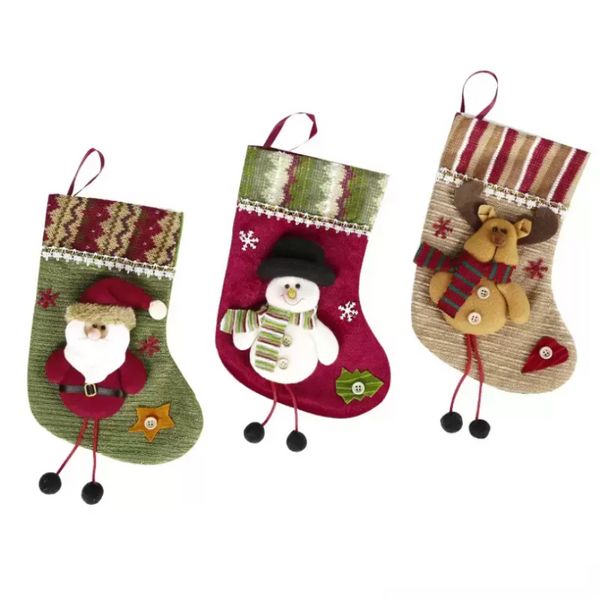 Рождественские чулки украшения украшения мультфильм Санта -Клаус снеговики носки рождественские украшения для домашнего камина 11 стилей F1103