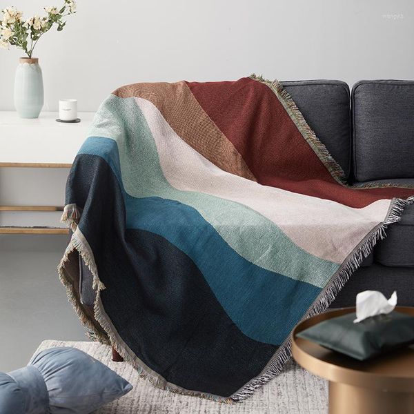 Cobertores Tampa de sofá de malha nórdica para sala de estar com dupla face-lados conforto conforto quente de inverno colaborado na cama