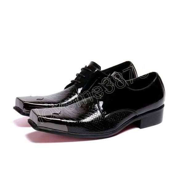 Banqueto preto de luxo masculino formal sapatos de couro de moda quadrada vestido de festa sapatos de negócios sapato masculino