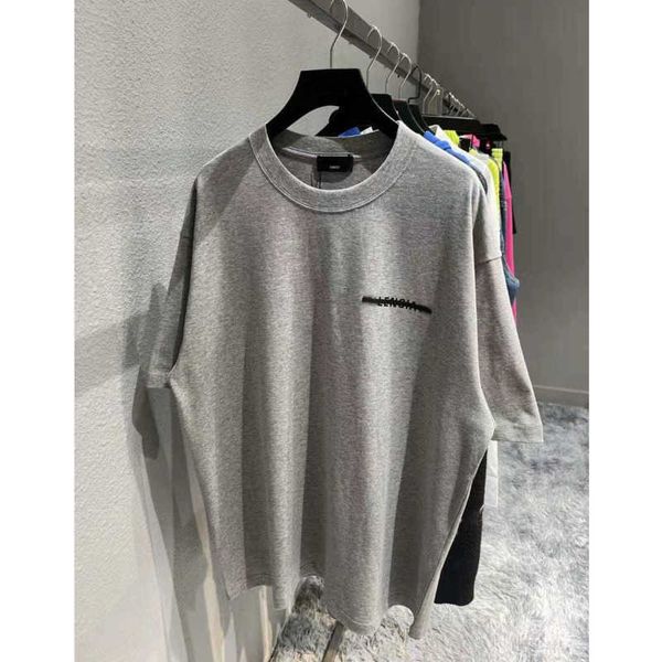 Modemarke Designer T -Shirt Hochwertiges Seal Tape Buchstabe bedruckte Freizeitkleidung Hellgrau Balanciagas