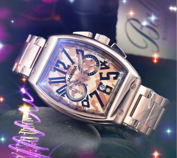 Luxury Big Dial Men Watch 43mm Week Calend￡rio A￧o inoxid￡vel comercial Casual Timing digital ￡rabe Run Second Luminous Luminous Luxury Popularwatch Gifts