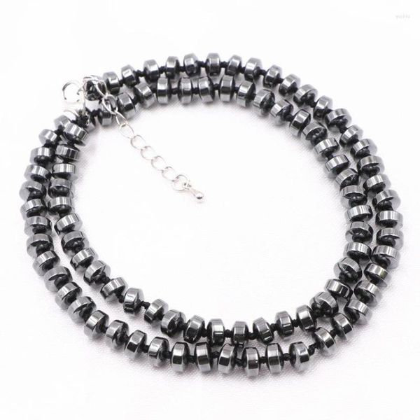 Girocollo Elegante Nero Pietra Naturale Ematite Perline Collana Ruota Collane Collari Decorazione Catena Gioielli All'ingrosso 18 