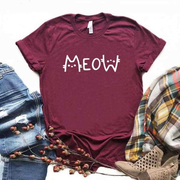 Meow Cat Mom Print Damen Damen T-Shirt T-Shirts lässig lustig für Lady Yong Girl Top