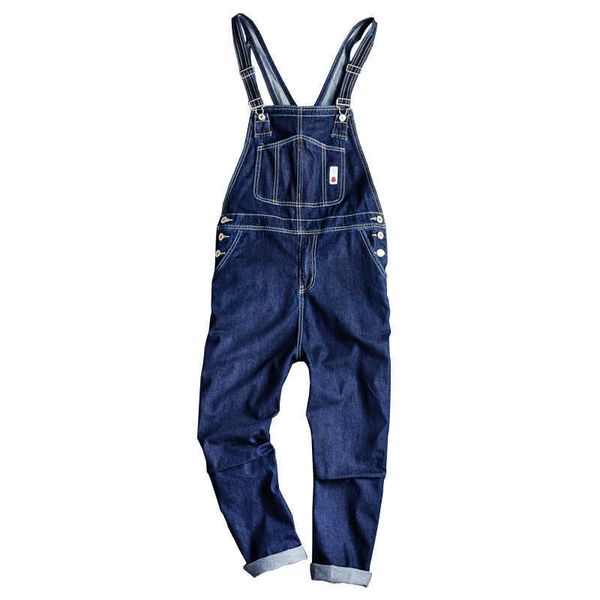 Herren-Jeans Sokotoo Herren-Jeans mit Taschen, locker, gerade, blauer Denim-Latzoverall, Hosenträger-Overalls, Jeans-Overalls T221102